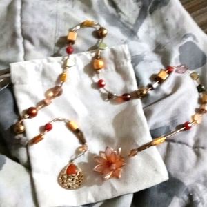 Handmade lotos flower pendulum necklace